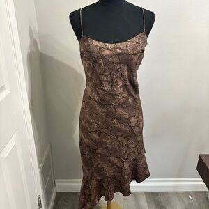 NWT Abercrombie Snake Print Asymmetrical Dress Size Small Tall Earthy Party